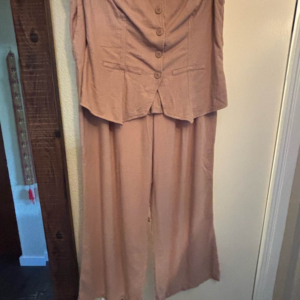 Wild Fable Dusty Rose Wide-Leg Trouser and Sleeveless Vest L/XL